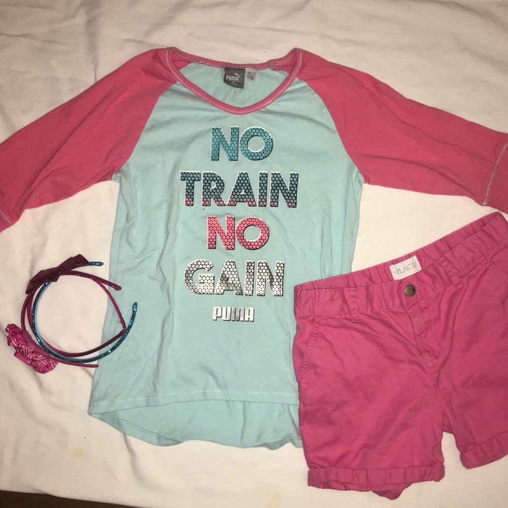Girl shorts & top with 3 headbands
